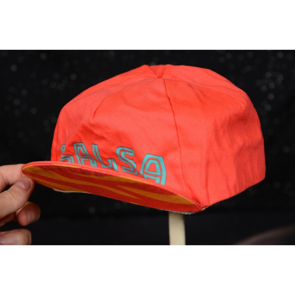 Vintage Salsa Cycling Cap Mens One Size Orange Made In USA Logo Hat Bike